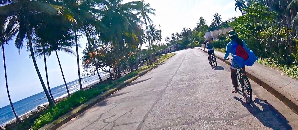 Cyclotourism in Baracoa, Cuba.