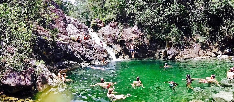 Summertime at river Duaba Waterfalls