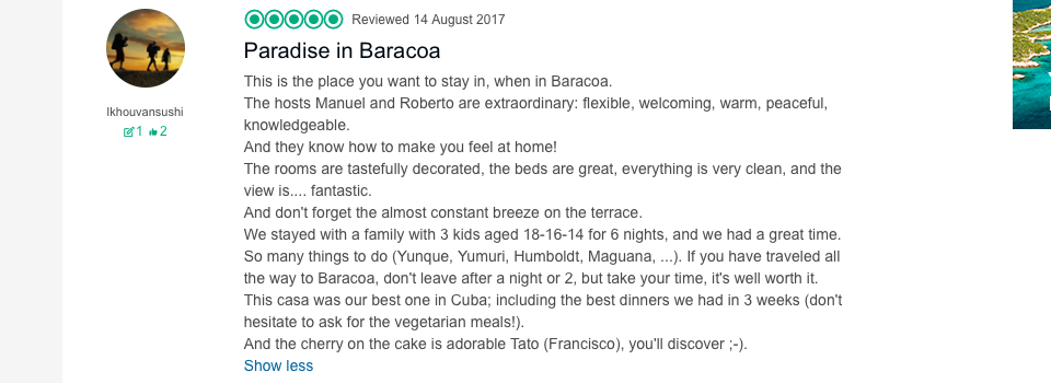 Villa Paradiso Baracoa review by a Dutch family