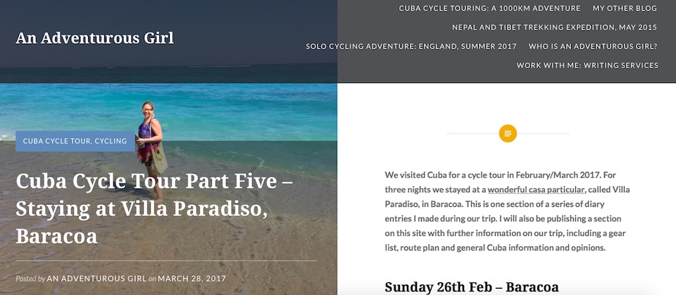 An Adventurous Girl blogs about staying at Villa Paradiso Baracoa Cuba